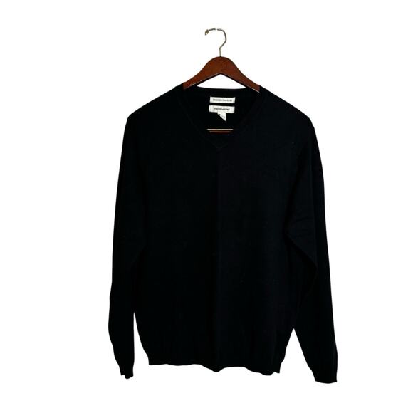 Pronto Uomo Cotton Cashmere Sweater Mens Size Large Long Sleeve V Neck Black - Picture 1 of 3